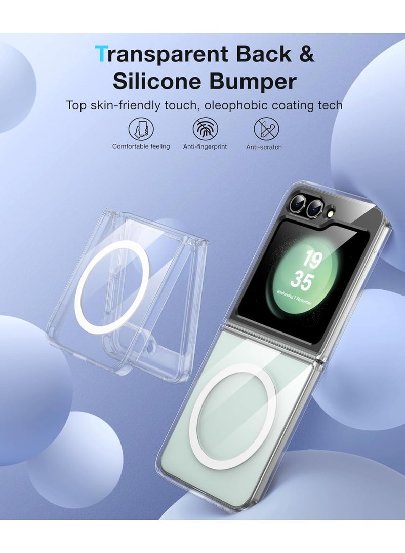 جراب لموبايل سامسونج جالاكسي Z Flip 5 ماج سيف شفاف يدعم الشحن اللاسلكي المغناطيسي، حماية ضد الصدمات، مقاوم للخدش لموبايل سامسونج جالاكسي Z Flip 5 - شفاف - Image 2