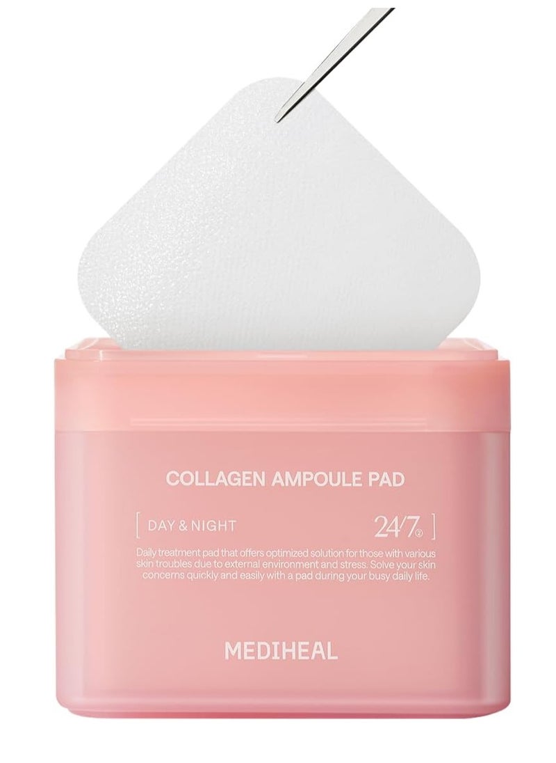 MEDIHEAL Mediheal Korean Collagen Ampoule Pad 100 Pads | Vegan Collagen & Ceramide Skin Firming Toner Pads for Wrinkle Reduction & Elasticity Restoration | Anti-Aging Face Pads  - Image 1