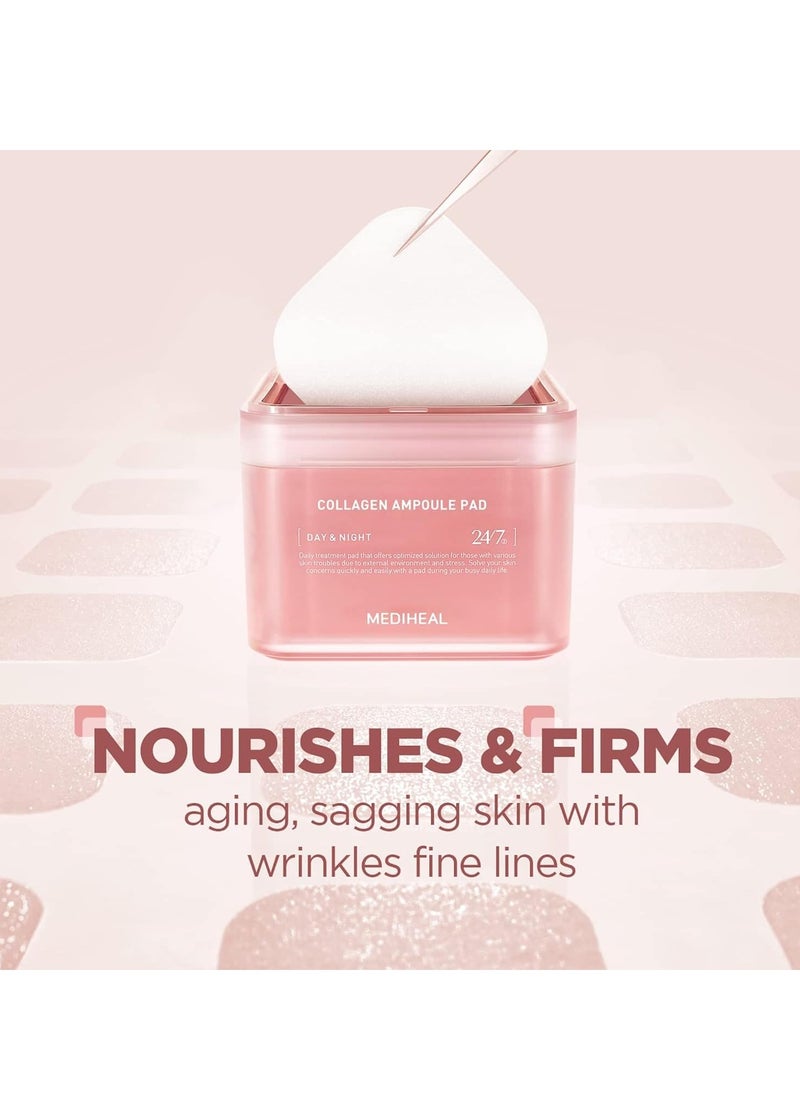 MEDIHEAL Mediheal Korean Collagen Ampoule Pad 100 Pads | Vegan Collagen & Ceramide Skin Firming Toner Pads for Wrinkle Reduction & Elasticity Restoration | Anti-Aging Face Pads  - Image 2