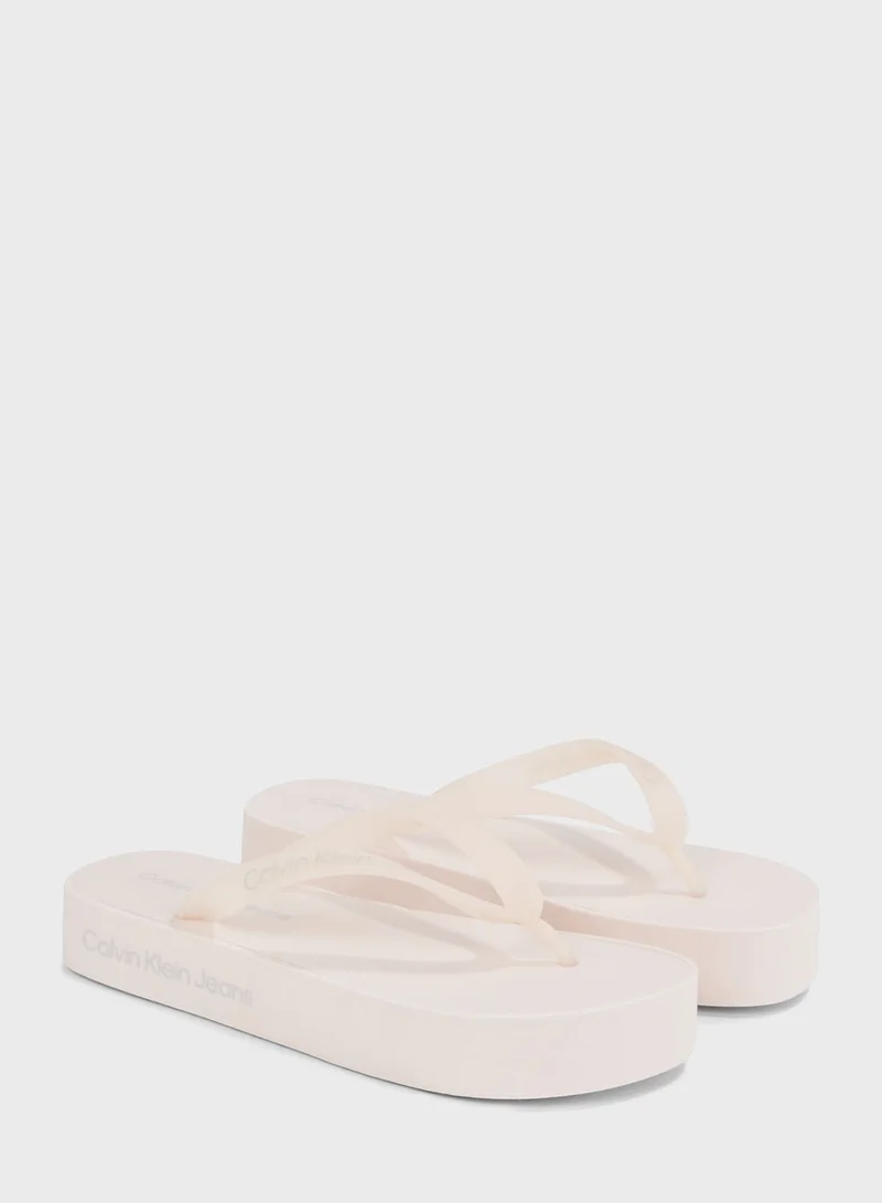 Calvin Klein Jeans Logo Detailed Flip Flops