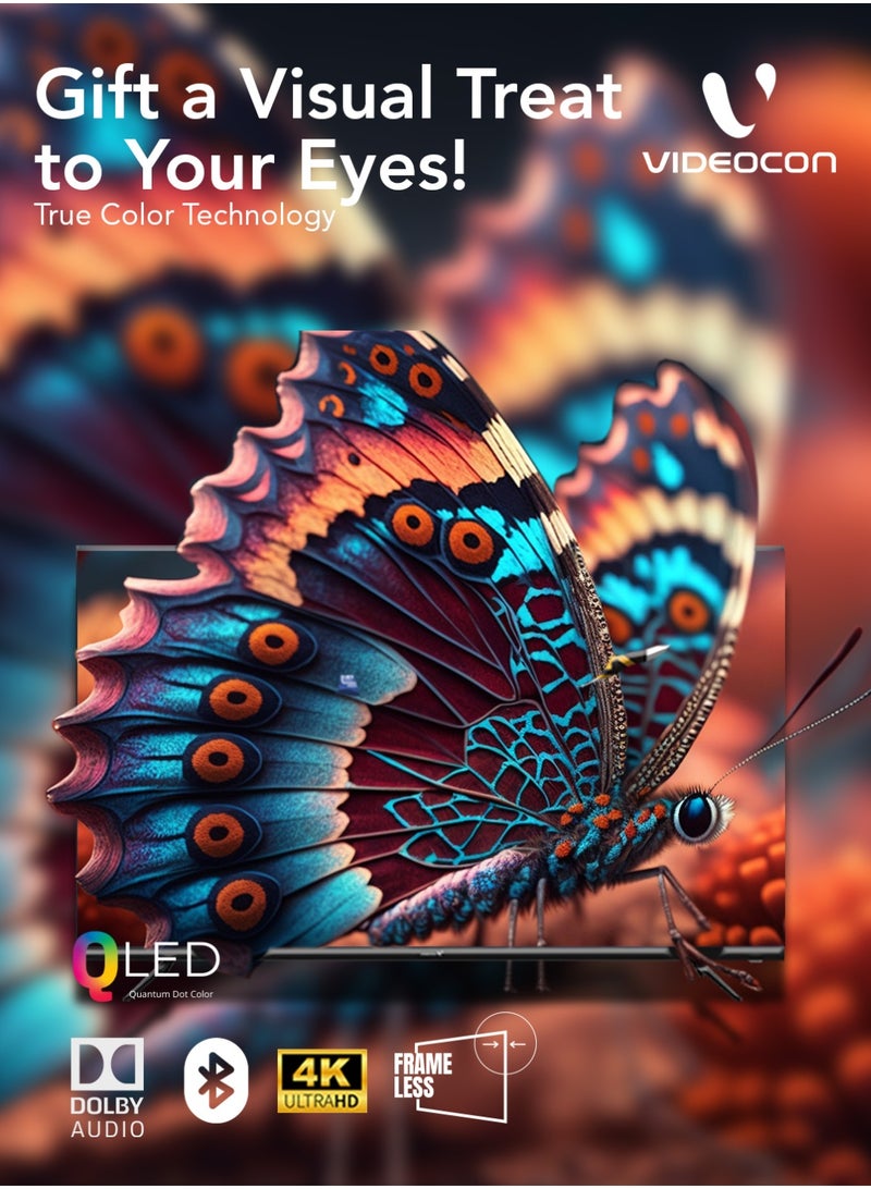 فيديوكون تلفاز جوجل الذكي QLED 4K UHD بحجم 75 بوصة بدون حواف | لوحة بدرجة A+ | جهاز تحكم صوتي مع مساعد جوجل | صوت دولبي | بلوتوث | حامل حائط مجاني - - Image 3