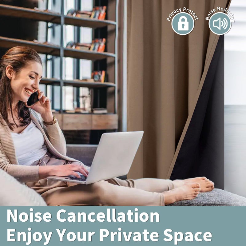 BGment Thermal Insulated 100% Blackout Curtains for Bedroom with Black Liner  Double Layer Full Room Darkening Noise Reducing Rod Pocket Curtain (52 x 72 Inch  Taupe  2 Panels) - Image 5