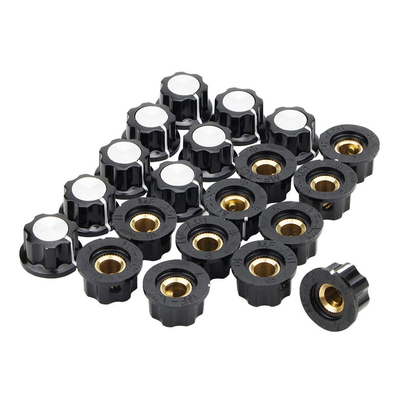 Electrical Buddy A01 Silver Tone Top Potentiometer Volume Control Rotary Knobs 6mm Shaft Hole 20PCS - Image 1