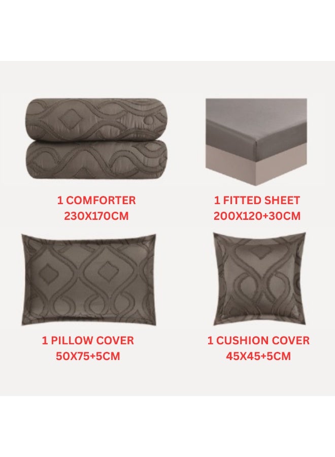 سمارت هوم طقم لحاف نفر واحد نظام وجهين مفرش مكون من ٤ قطع , لحاف ٤ قطع , مايكروفايبر 100% لحاف مقاس 230 سم في 170 سم - Image 5
