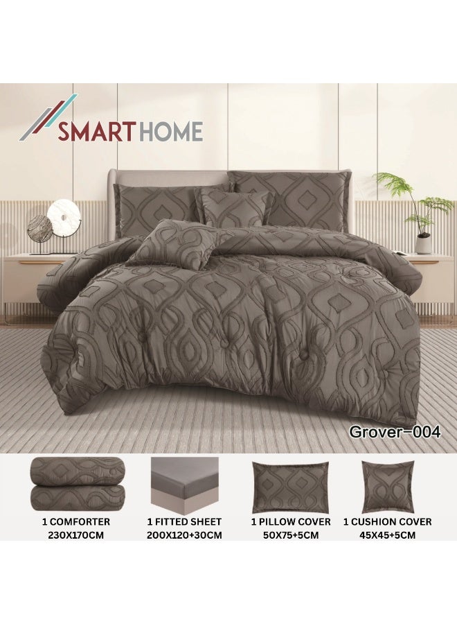 سمارت هوم طقم لحاف نفر واحد نظام وجهين مفرش مكون من ٤ قطع , لحاف ٤ قطع , مايكروفايبر 100% لحاف مقاس 230 سم في 170 سم - Image 4