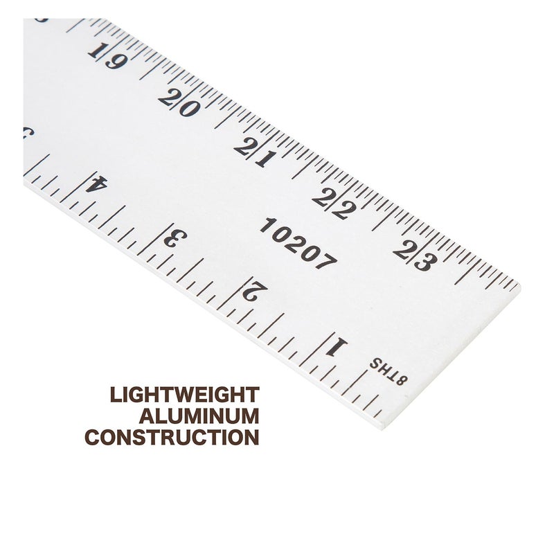 MAYES 10207 24 Inch Straight Edge Aluminum Ruler, Heavy Duty 24 Inch Ruler with Metric and Standard Measurements, Extra Thick Precision Straight Edge - Image 3
