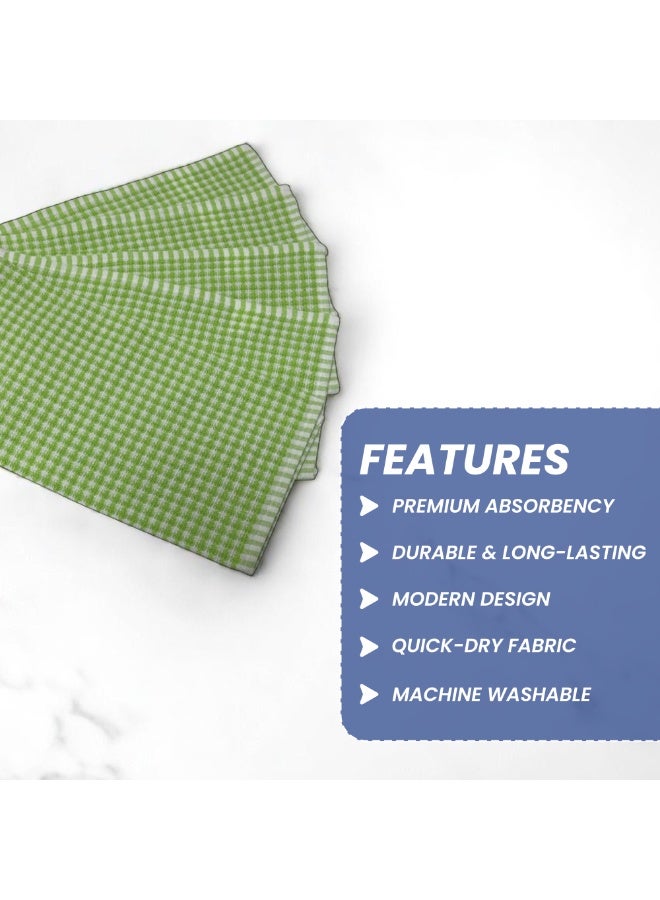 BLOR Multipurpose Microfiber Cleaning Cloth 5 Pieces - Kitchen Towel Set for Dish Drying, Reusable, Super Absorbent & Lint-Free, Multi-Purpose Microfibre Cloth for Home & Kitchen (Green) - Image 3