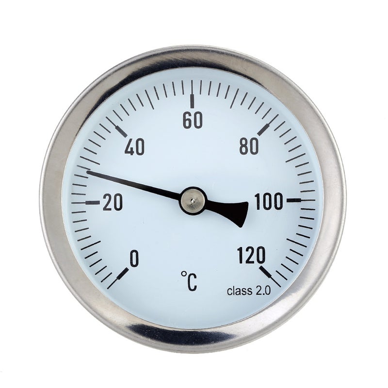 63mm Horizontal Dial Thermometer Aluminum Temperature Gauge 0-120°C 1/2 BSP Screw Diameter - Image 4