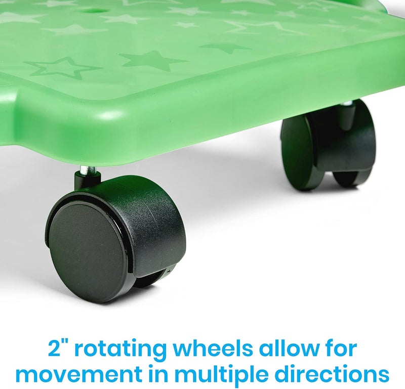 hand2mind Green Indoor Scooter Board with Handles Floor Scooter Sit Down Scooter Gym Activities for Kids Indoor Recess Games Sport Scooters Physical Education Equipment Gross Motor Toys - Image 3