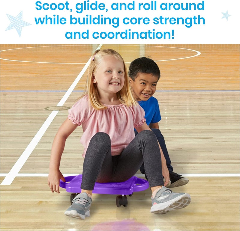 hand2mind Green Indoor Scooter Board with Handles Floor Scooter Sit Down Scooter Gym Activities for Kids Indoor Recess Games Sport Scooters Physical Education Equipment Gross Motor Toys - Image 4