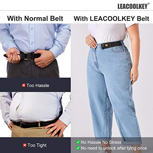 LEACOOLKEY حزام ليكولكي بدون مشبك للنساء/الرجال - عبوة من 2 حزام مرن غير مرئي للجينز - Image 5
