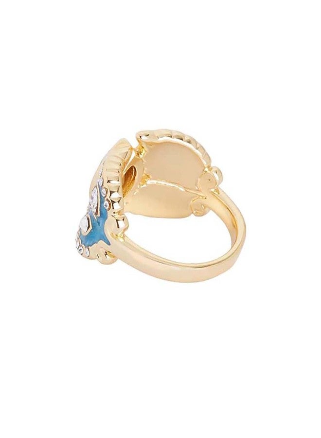 Shaze Verona Ring | Enamelled ring | Made of Brass | cubic zirconina stones | Ring | Color - Blue - Image 3