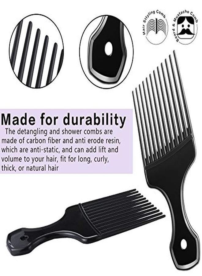 Patelai - 3 Pieces Widetooth Comb Detangling Shower Comb Set Widetooth Comb Pick Comb All Purpose Comb Antistatic Comb Afro Hair Carbon Fiber Pick Barber Brush Tool For Beard Long Thick Curly Afro Hair - Image 1