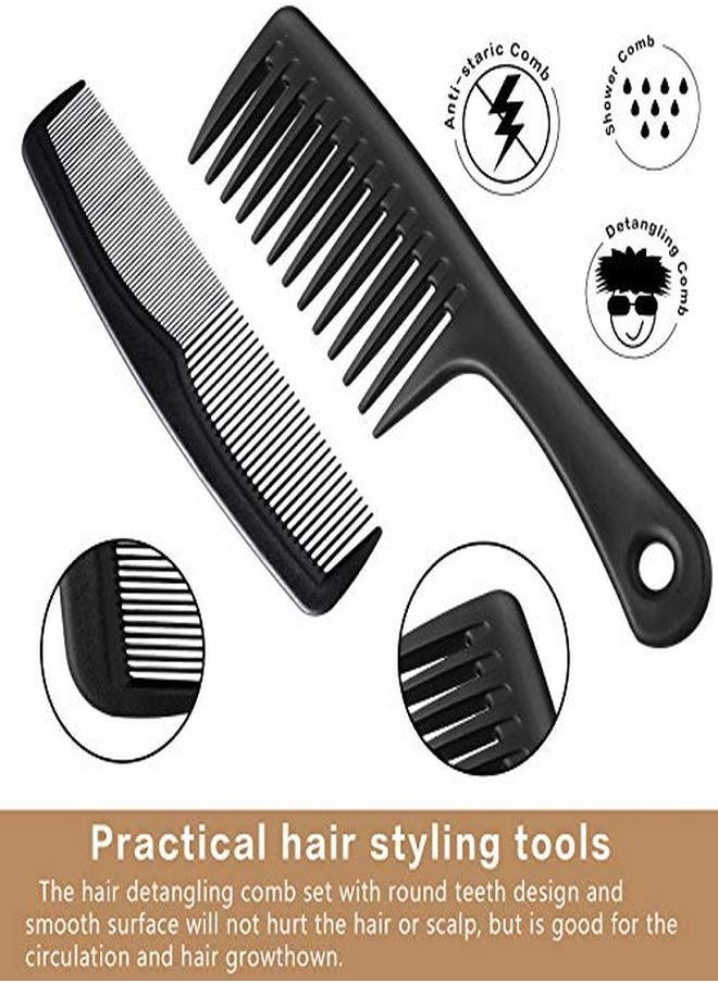 Patelai - 3 Pieces Widetooth Comb Detangling Shower Comb Set Widetooth Comb Pick Comb All Purpose Comb Antistatic Comb Afro Hair Carbon Fiber Pick Barber Brush Tool For Beard Long Thick Curly Afro Hair - Image 1