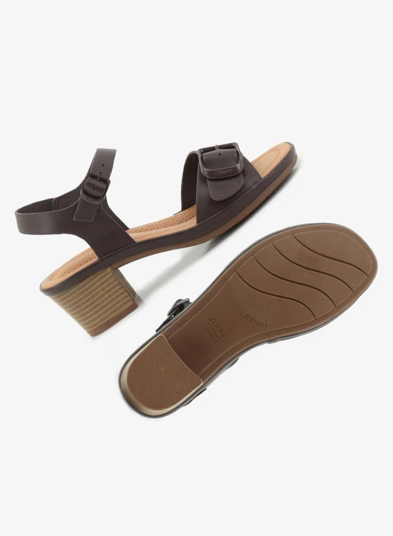 Bata  Block Heel Sandals with Double Buckle Straps for Women | Best Price UAE