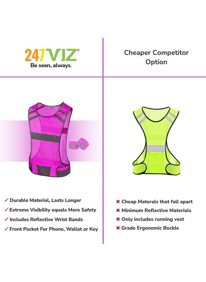247 Viz Reflective Running Vest For Women & Menhigh Visibility Reflector Vest With 2 Bandslightweight & Comfy Running Gear  - Image 4