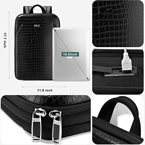 ZINZ Protective Laptop Backpack, Expandable Computer Bag Rucksack with Hard Leather Cover & 3 Compartments for 15 15.6 16 inch Notebooks, Ergonomic Shoulder Strap，B01K01 - Image 3