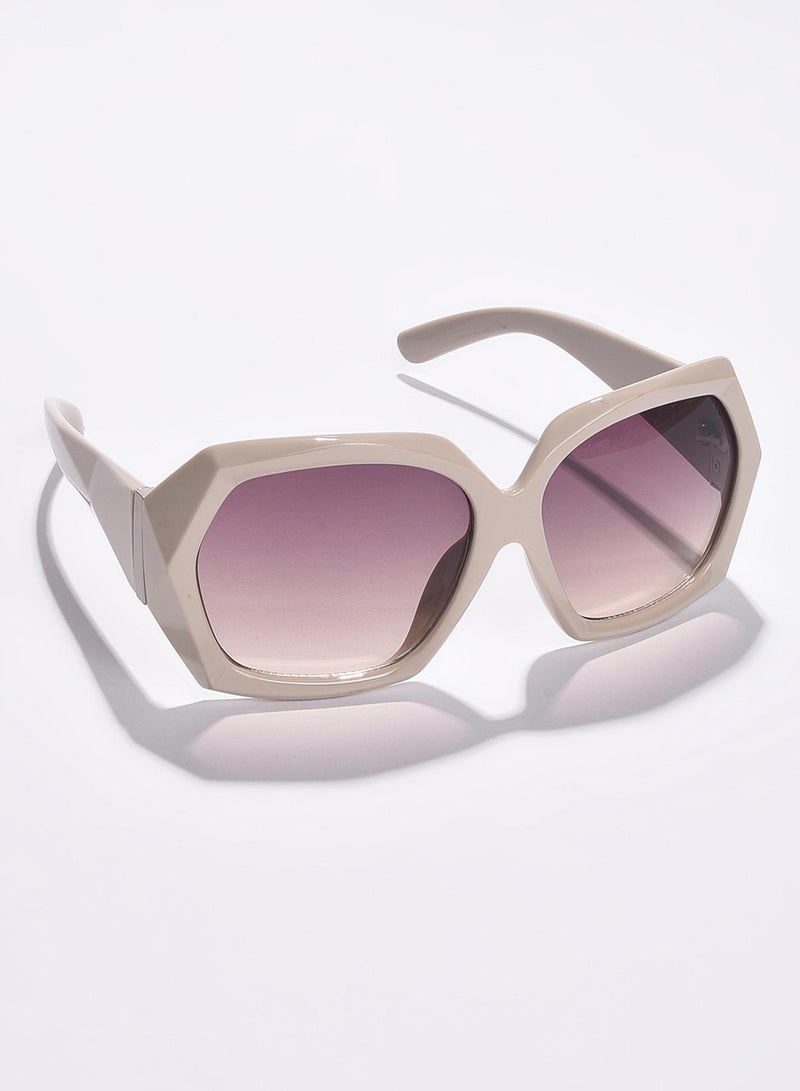 Haute Sauce Purple Lens White Oversized Sunglasses - Image 1