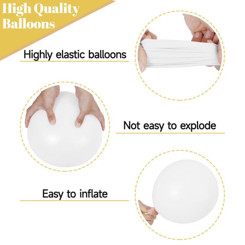 KUULBELA 68Pcs Sand White Gold Confetti Balloons Kit 12 Inch Ballons Beige Pearl White Balloon Gold Party Balloons with Ribbons for Birthday Wedding engagement Baby Shower Graduation Decorations. - Image 3