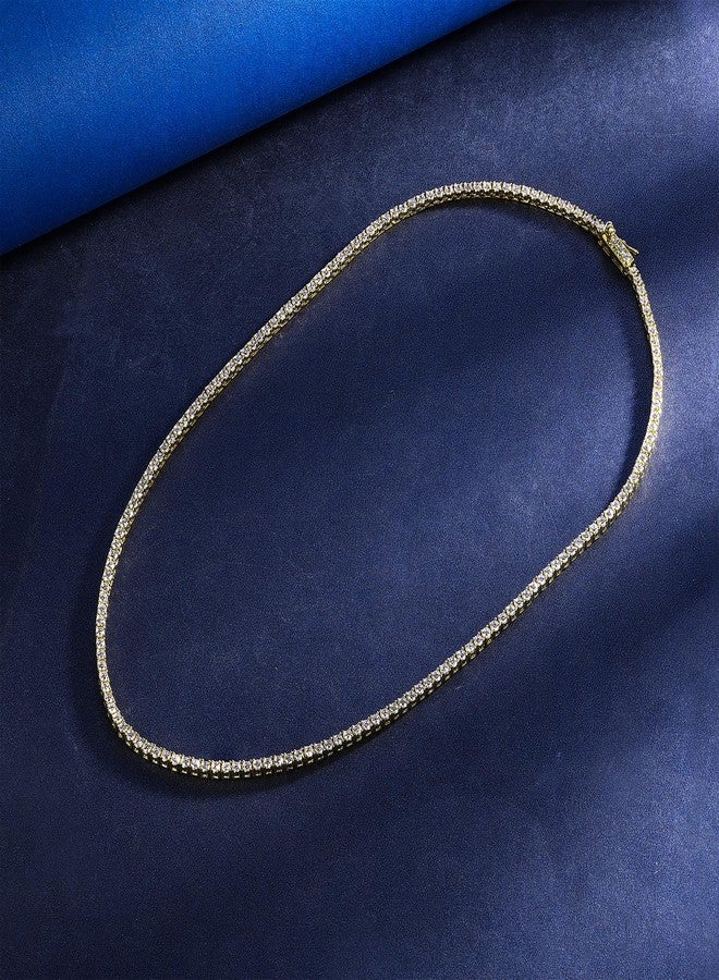 جيمز مي قلادة تنس كلاسيكية من Gemsme مطلية بالذهب الأبيض/الأصفر عيار 18 قيراطًا، مرصعة بحجر زركونيا مكعب دائري 2.0 مم، للنساء (16-22 بوصة)، 22 بوصة، نحاس، زركونيا مكعب - Image 2
