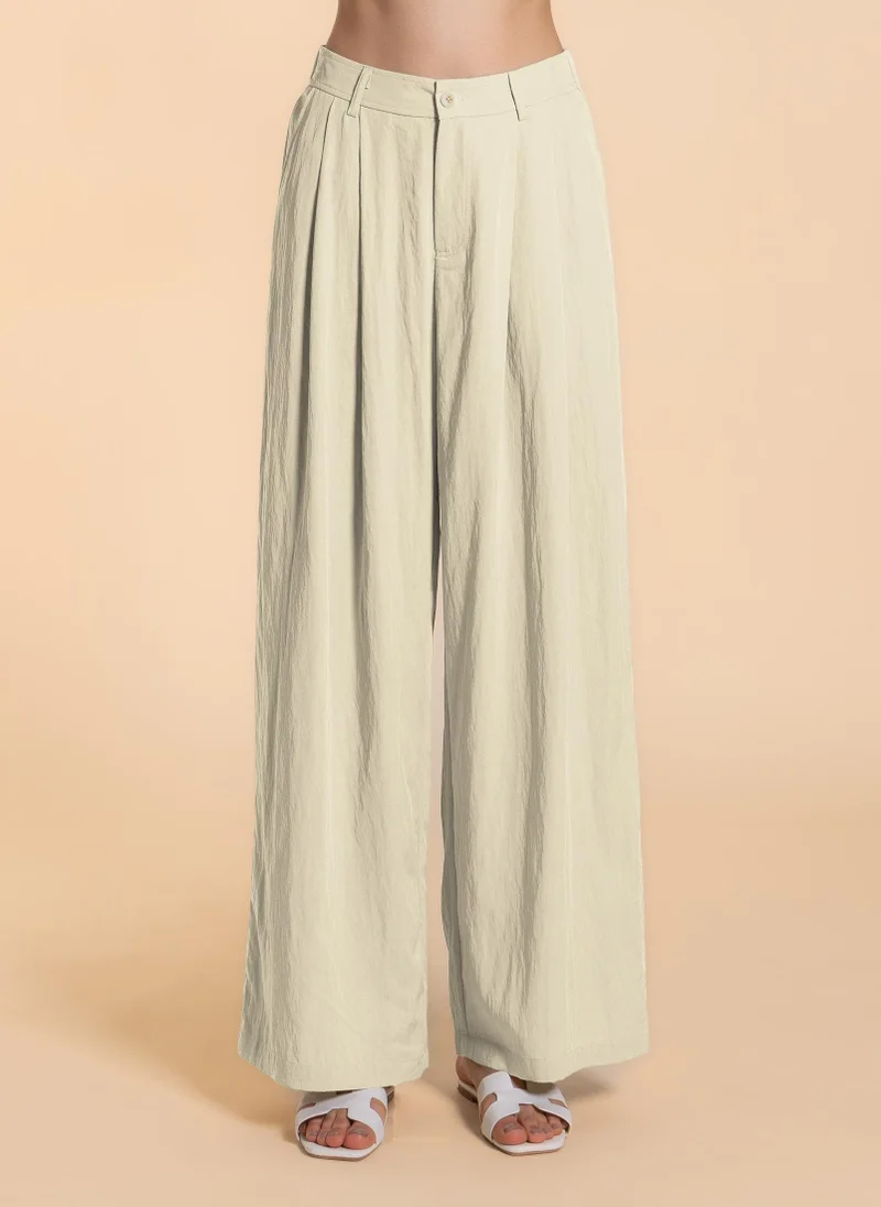 SHAPES LINEN BLEND WIDE-LEG TROUSERS