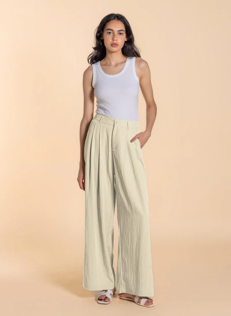 SHAPES LINEN BLEND WIDE-LEG TROUSERS