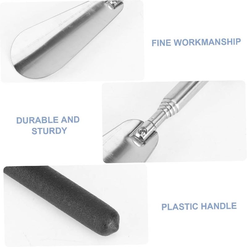CLICKSWIFT ®1 Pcs Telescopic Long Handle Stainless Steel Shoehorn – Adjustable Flexible Shoe Lifter Stick with Non-Slip Grip for Men, Women, Seniors, Durable Shoe Spoon Helper Tool (Multicolour) - Image 2