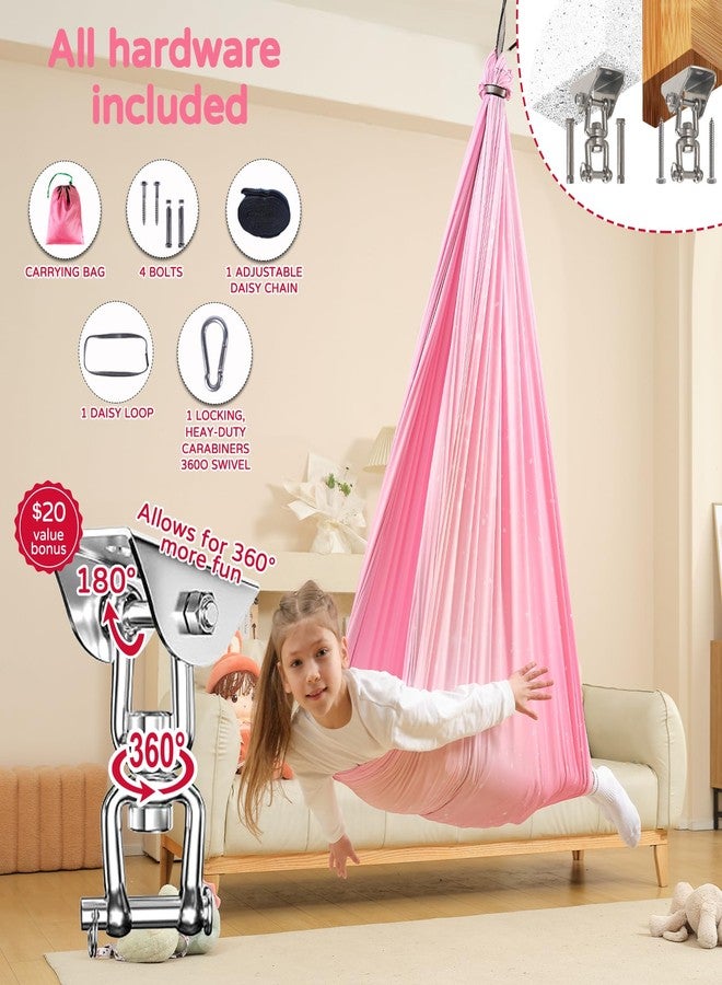 WUBOTIYU Sensory Swing for Kids Indoor & Outdoor Double Layer Therapy Cuddle Swing Hammock Chair with 360° Swivel Hanger Kit Adjustable Swing for Child and Adult with Aspergers Autism ADHD (Pink) - Image 5