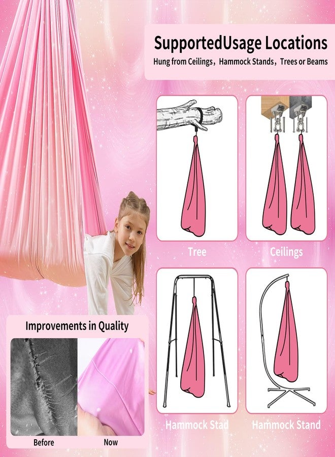 WUBOTIYU Sensory Swing for Kids Indoor & Outdoor Double Layer Therapy Cuddle Swing Hammock Chair with 360° Swivel Hanger Kit Adjustable Swing for Child and Adult with Aspergers Autism ADHD (Pink) - Image 3