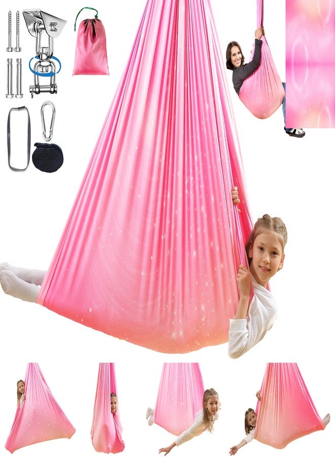 WUBOTIYU Sensory Swing for Kids Indoor & Outdoor Double Layer Therapy Cuddle Swing Hammock Chair with 360° Swivel Hanger Kit Adjustable Swing for Child and Adult with Aspergers Autism ADHD (Pink) - Image 1