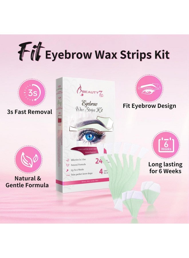 Beauty7 Facial Wax Strips Hair Removal Eyebrow Wax Strips Kit Fit Wax Strips Eyebrow Shaper at Home Waxing 24 Strips 4 Calming Oil Wipes for Sensitive All Skin Types for Women - Image 4