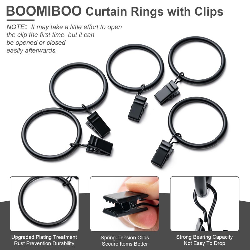 BOOMIBOO 36 Pack Curtain Rings with Clips, Drapery Clips with Rings, Hangers Drapes Rings, Drapery Rings 1.26 inch, Fits up to 1 inch Diameter Curtain Rod, for Hanging Drapes Bows Hat and So On - Image 4