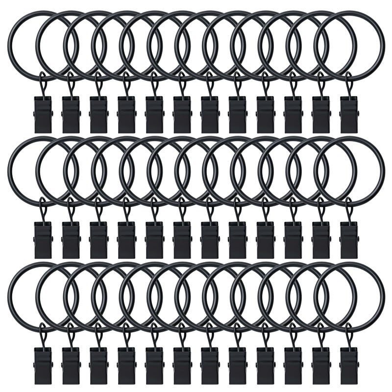 BOOMIBOO 36 Pack Curtain Rings with Clips, Drapery Clips with Rings, Hangers Drapes Rings, Drapery Rings 1.26 inch, Fits up to 1 inch Diameter Curtain Rod, for Hanging Drapes Bows Hat and So On - Image 1