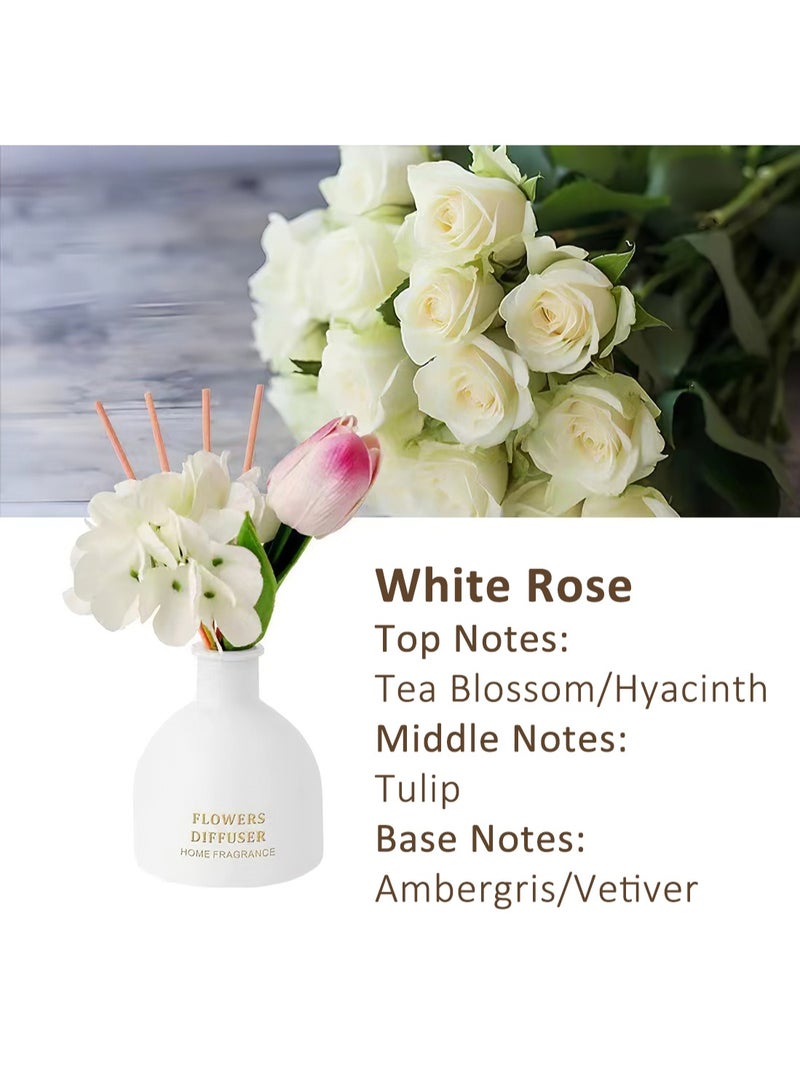 Reed Diffuser, Luxurious Scented Oil Diffuser, Artificial Flowers Home Perfume for Home Office Décor, 150ml (White Rose) - Image 2