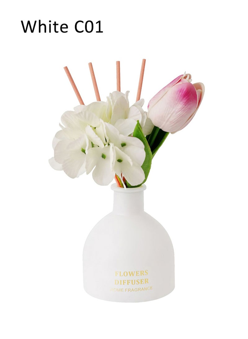 Reed Diffuser, Luxurious Scented Oil Diffuser, Artificial Flowers Home Perfume for Home Office Décor, 150ml (White Rose) - Image 1