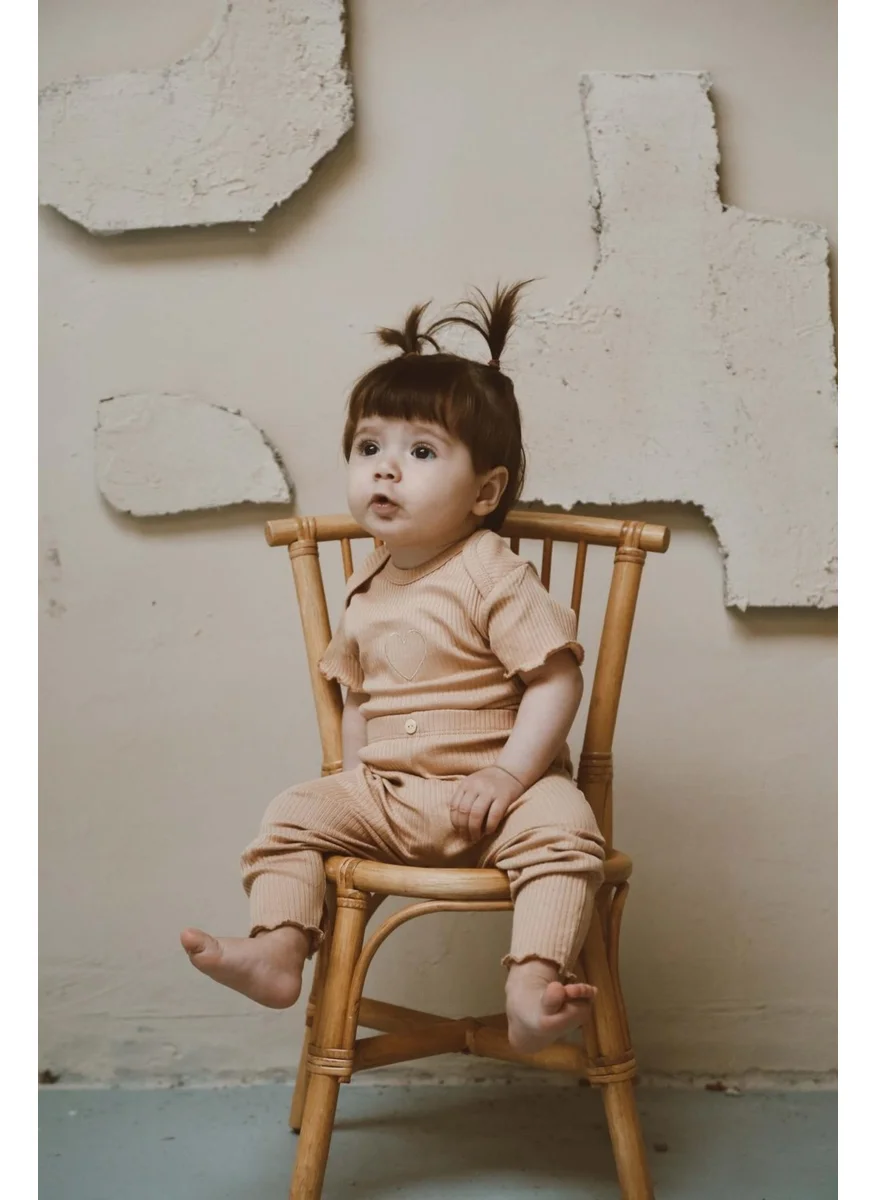 Ohlala Koala Heart Embroidered Ribbed Bodysuit - Tights Set