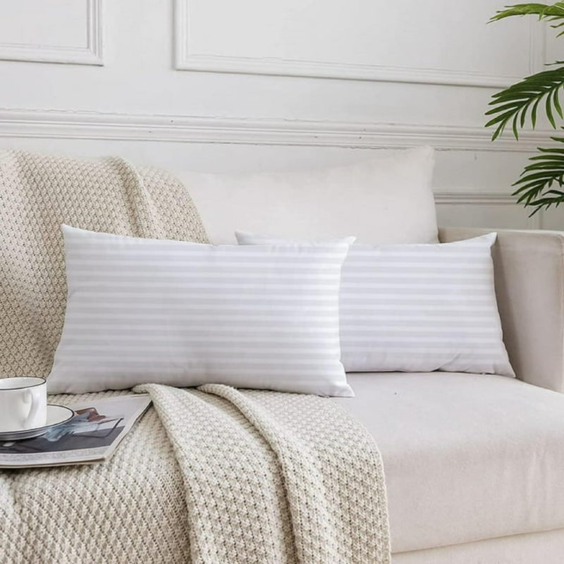Habitat Hoolloomooloo Rectangular 12X18 Inches Cushion Set Of 2 Elena Microfiber Hotel Quality Premium Fibre Soft Cushion Lumbar Pillow Filler White - Image 1