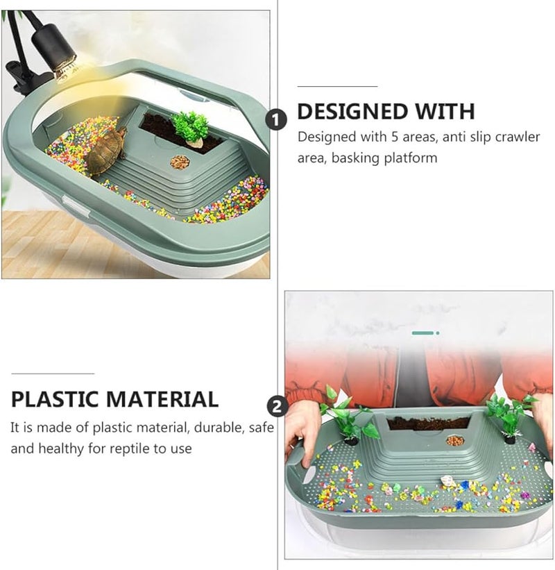 حوض السلاحف الخضراء مع منصة التشمس موطن متعدد المناطق سهل التنظيف - Image 5