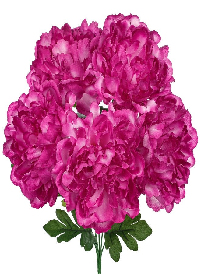 Briful Artificial Peony Flowers Bouquet 15.7" Faux Silk Peonies Floral Arrangement Fake Flower Stems for Home Office Wedding Party Table Vase Centerpiece Decor(Hot Pink) - Image 1