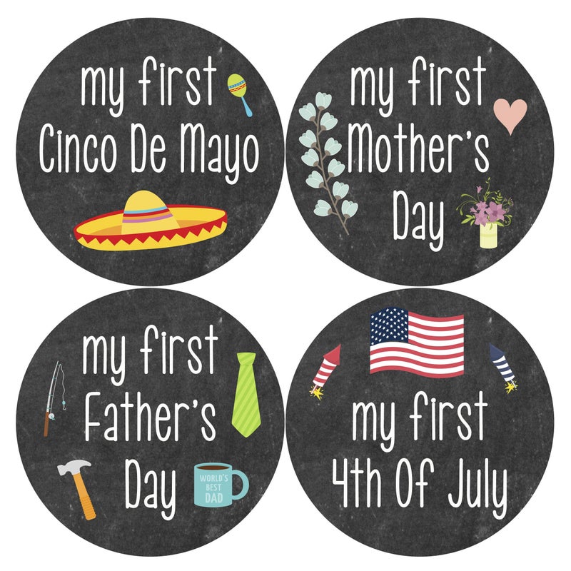 Months In Motion My First Holiday Baby Stickers Milestone Christmas  Birthday  Halloween  Easter  Thanksgiving Baby Sticker Chalkboard - Image 3