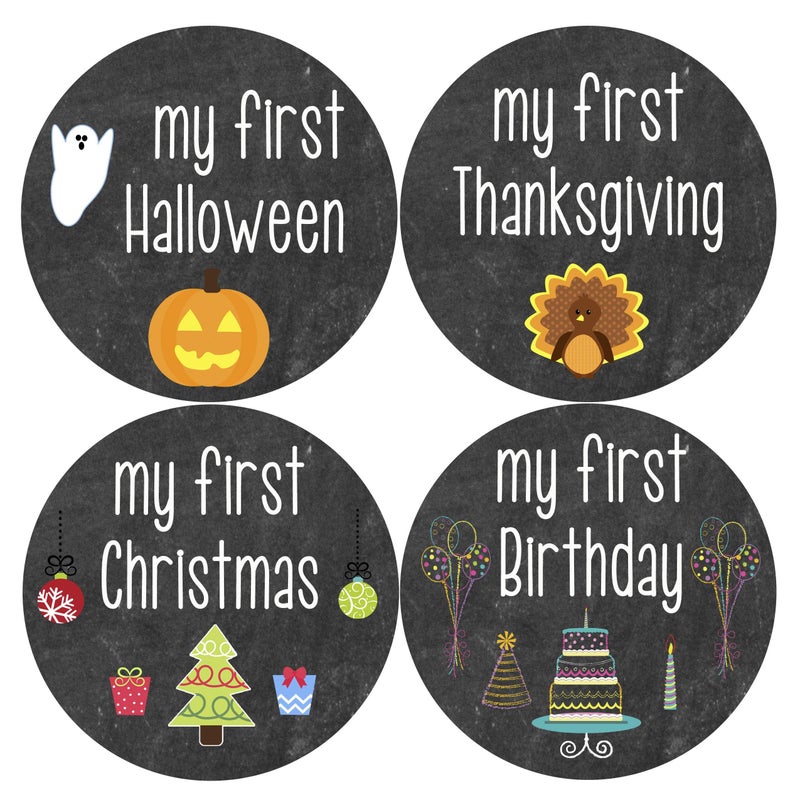 Months In Motion My First Holiday Baby Stickers Milestone Christmas  Birthday  Halloween  Easter  Thanksgiving Baby Sticker Chalkboard - Image 4
