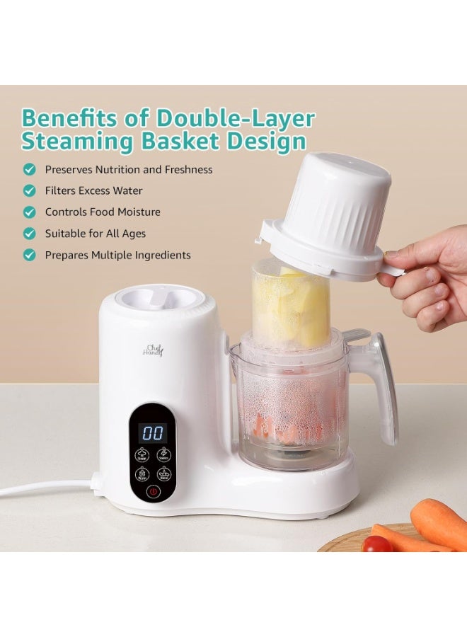 Chefhandy Baby Food Maker,5-in-1 Baby steamer and blender,Two Layer Steaming Baskets,Auto Cooking & Grinding,One-Touch Puree Blender, Steam,Bottle Warmer chefhany - Image 3