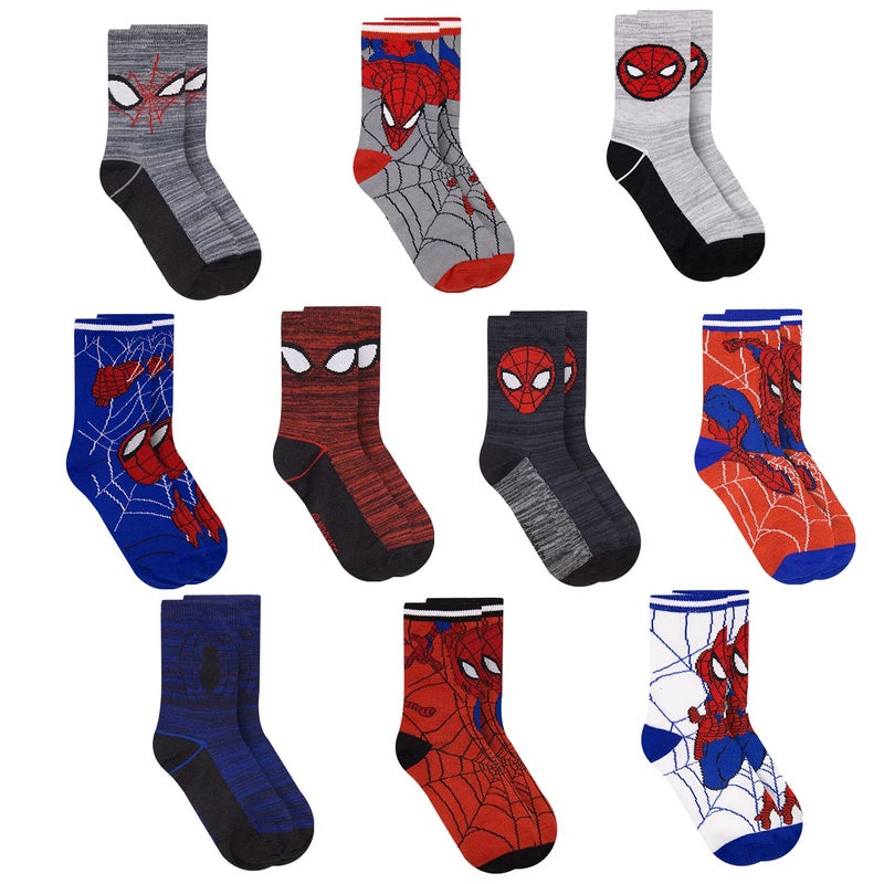 Marvel Spiderman Boys Socks, 10-Pack of Decorative Spiderman Toddler Socks, Amazing Legends Socks for Boys - Image 1