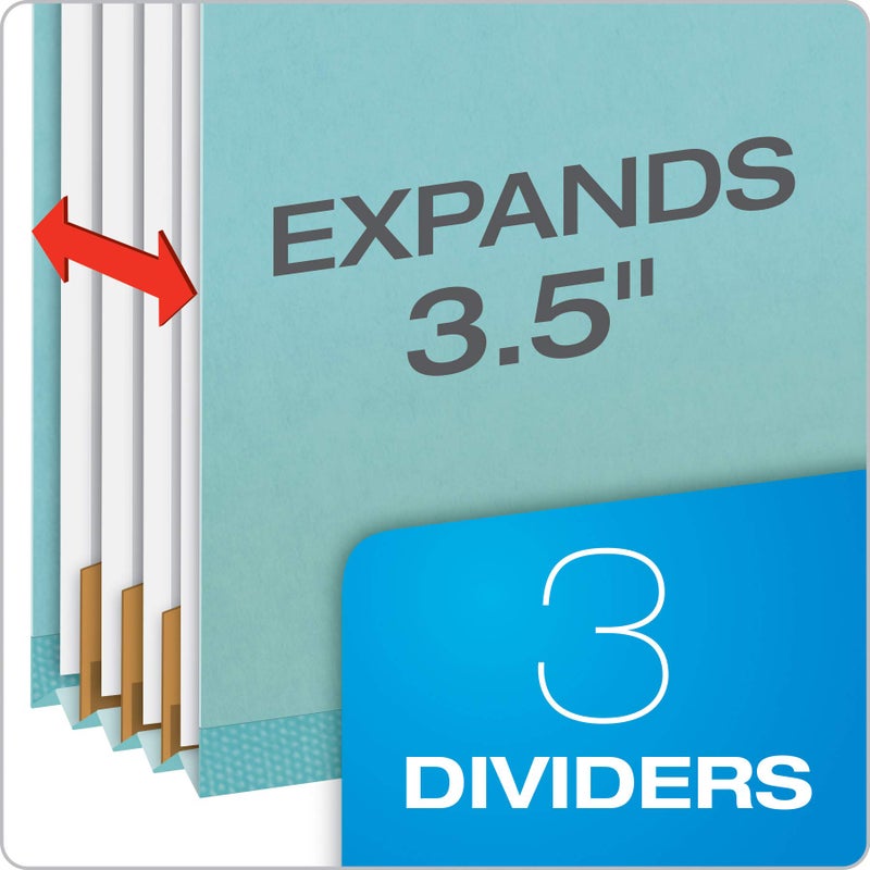 Pendaflex أقسام باندافليكس، قياسي، 3 فواصل، مثبتات مدمجة، 2/5 قطع علامة، أزرق، حجم قانوني، 10/صندوق (29094) - Image 2