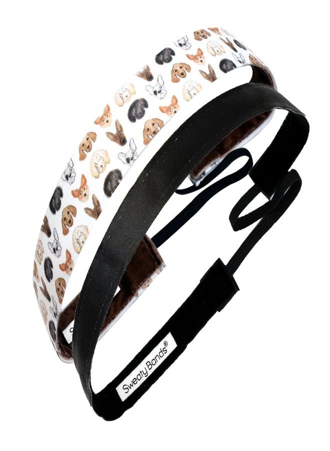 Sweaty Bands Womens Girls Headband - Non-Slip Velvet-Lined Exercise Hairband - 2-Pack Dogs Days and Wicked Black 5/8-Inch - Image 1
