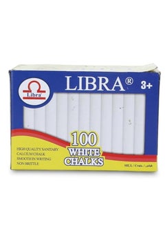 Libra Dustless White Chalks |Smooth Writting Calcium Chalks Non Brittle 100 Pieces Box  - Image 1