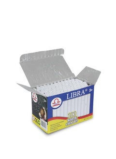 Libra Dustless White Chalks |Smooth Writting Calcium Chalks Non Brittle 100 Pieces Box  - Image 2