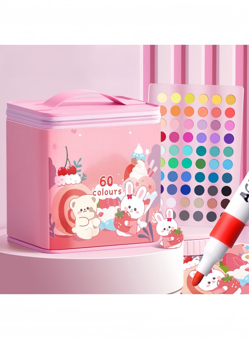 GGEROU Acrylic Paint Markers Fine Head Design Multicolor Marker Art Set, Quick-Drying 60-Color Drawing Art Supplies for Wood Rock Canvas Glass Ceramic Pink - Image 1
