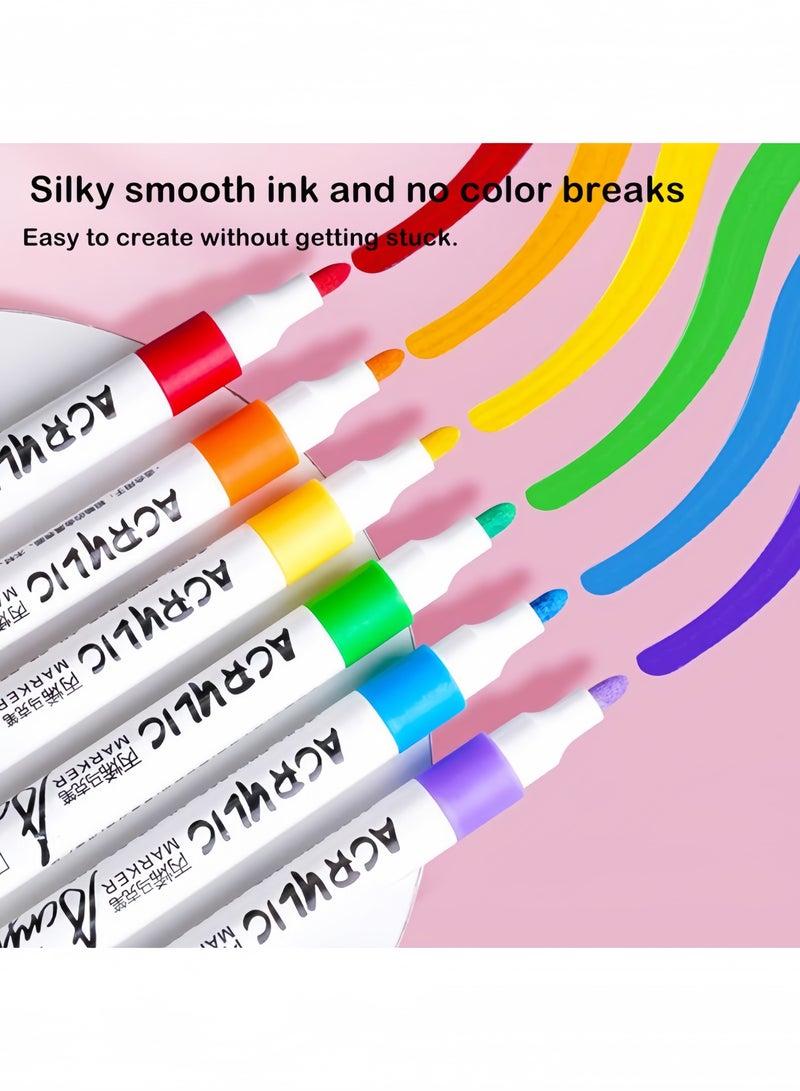 GGEROU Acrylic Paint Markers Fine Head Design Multicolor Marker Art Set, Quick-Drying 60-Color Drawing Art Supplies for Wood Rock Canvas Glass Ceramic Pink - Image 4