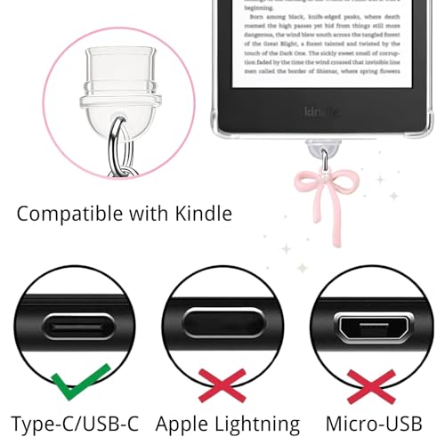 Pmeixcy Mobile Charger Protector, Dust Plug Charm Set of 3, Zinc Alloy Phone Charger Port Cover, Decorative Dust Plug for Kindle Paperwhite, Stylish Accessories for Daily Use, Outing, Party - Image 2